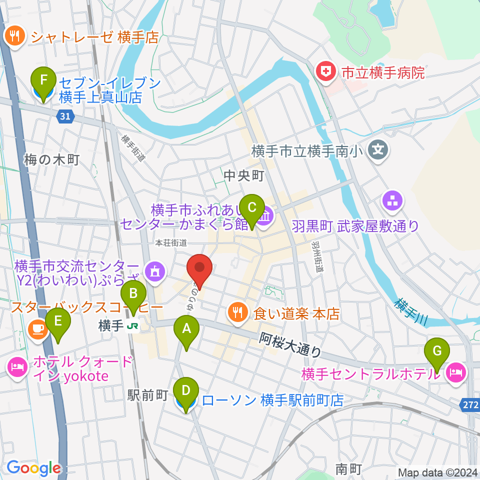 カシワヤ楽器 横手駅前店周辺のコンビニエンスストア一覧地図