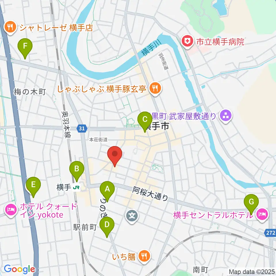 カシワヤ楽器 横手駅前店周辺のコンビニエンスストア一覧地図