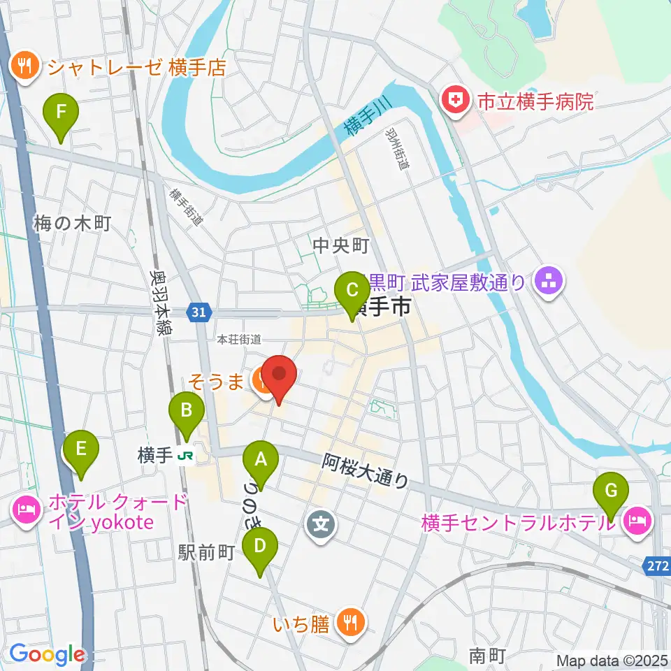 カシワヤ楽器 横手駅前店周辺のコンビニエンスストア一覧地図