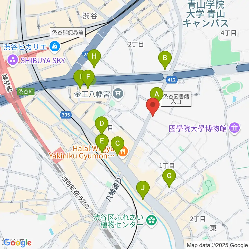 川上楽器 渋谷本店ショールーム周辺のコンビニエンスストア一覧地図