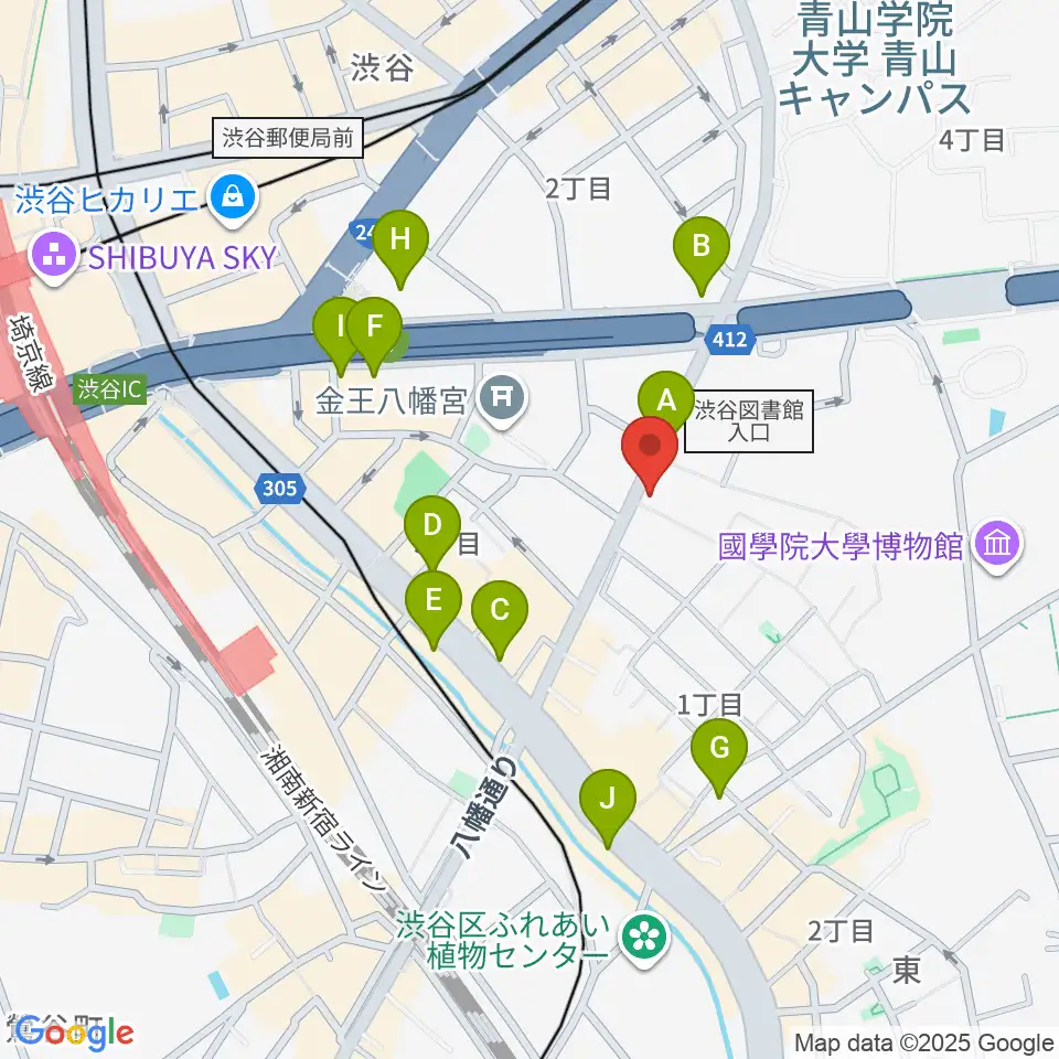 川上楽器 渋谷本店ショールーム周辺のコンビニエンスストア一覧地図