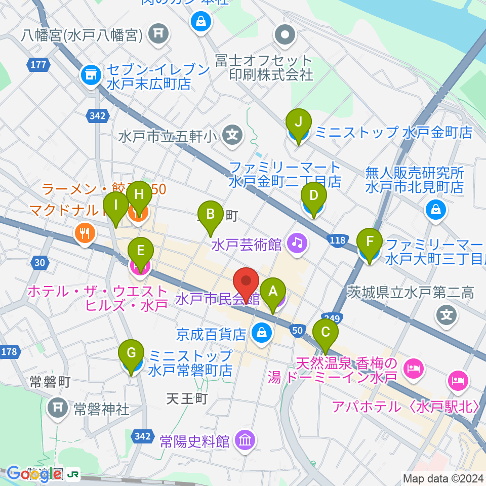 かわまた楽器店周辺のコンビニエンスストア一覧地図