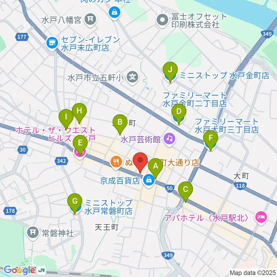 かわまた楽器店周辺のコンビニエンスストア一覧地図