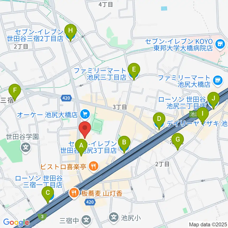 KMA楽器リペア工房周辺のコンビニエンスストア一覧地図