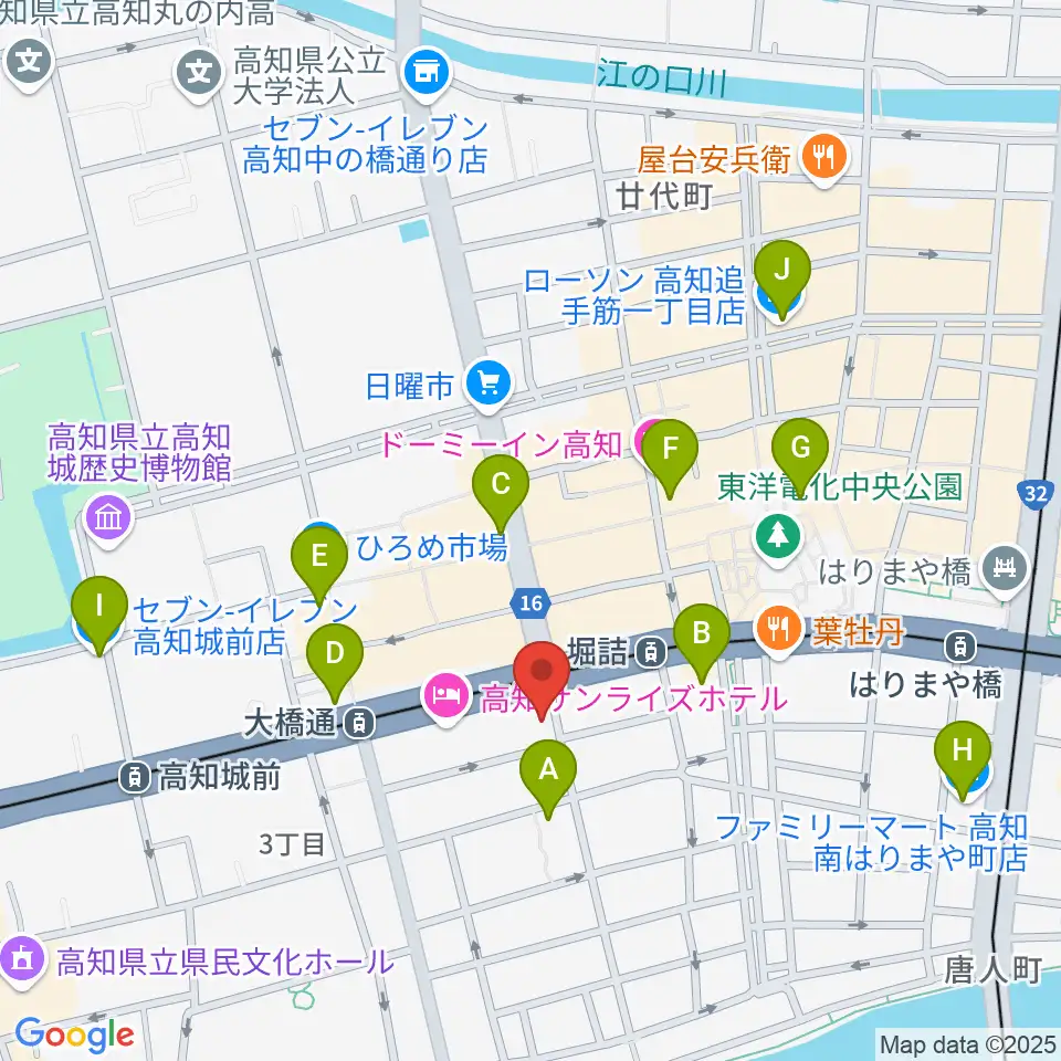 高知楽器周辺のコンビニエンスストア一覧地図