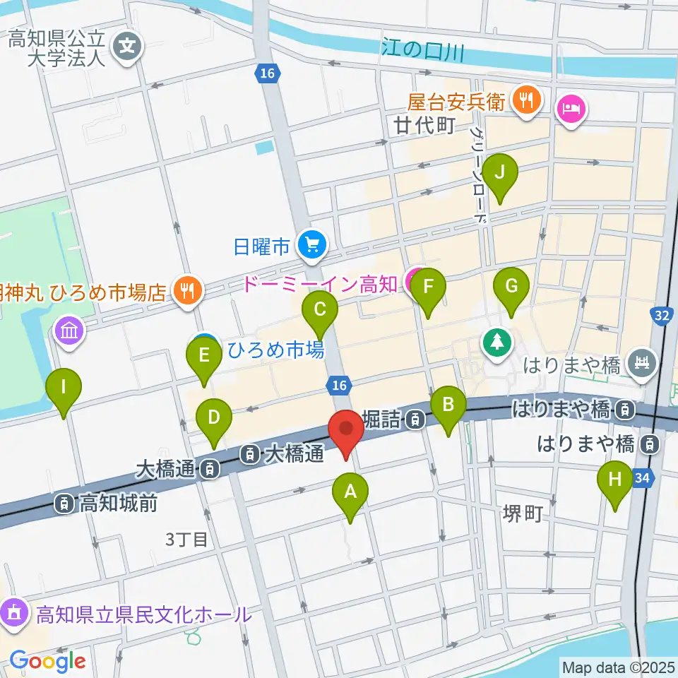 高知楽器周辺のコンビニエンスストア一覧地図