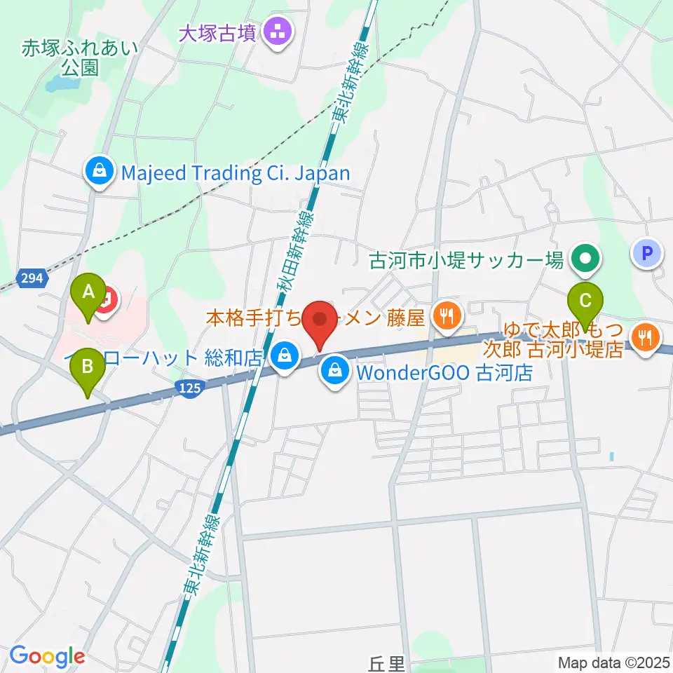 古河ピアノガーデン周辺のコンビニエンスストア一覧地図