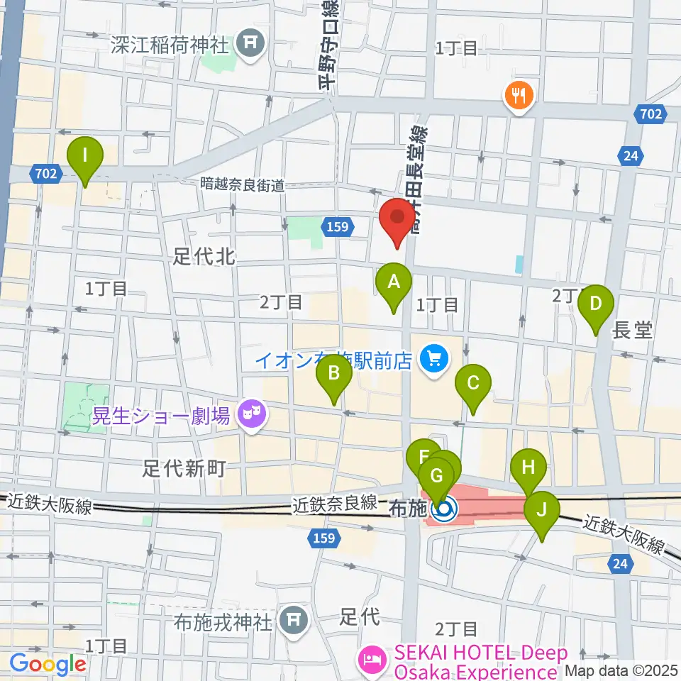 小阪楽器店 布施本店周辺のコンビニエンスストア一覧地図