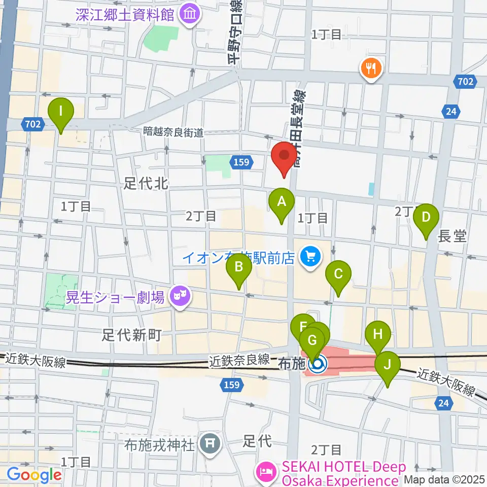 小阪楽器店 布施本店周辺のコンビニエンスストア一覧地図