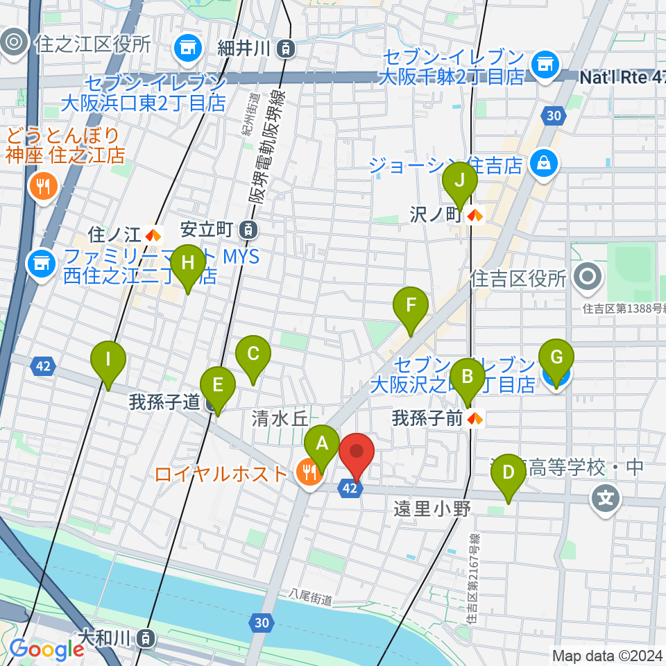 マツモト楽器周辺のコンビニエンスストア一覧地図