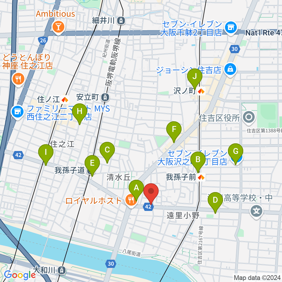 マツモト楽器周辺のコンビニエンスストア一覧地図