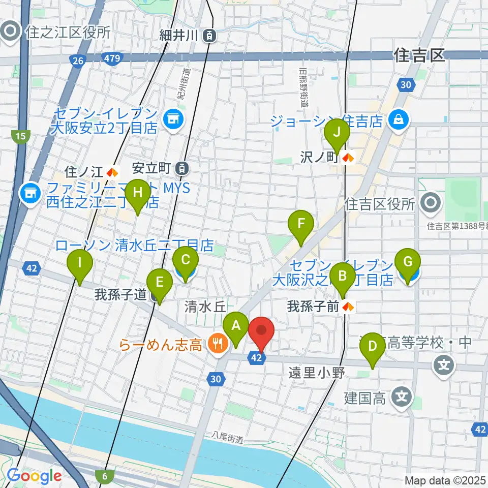 マツモト楽器周辺のコンビニエンスストア一覧地図