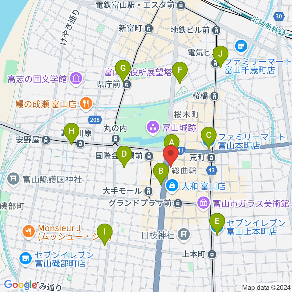 ミヤコ楽器店周辺のコンビニエンスストア一覧地図