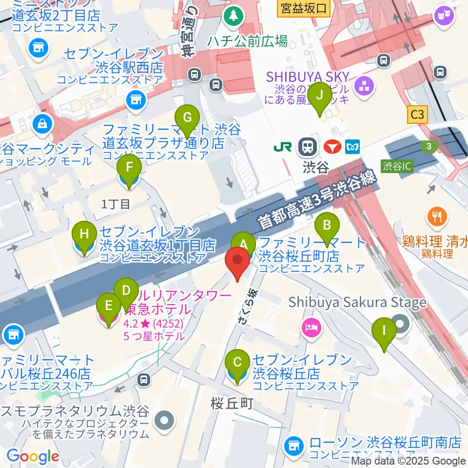 イケベ楽器店 鍵盤堂・パワーレック・パワーDJ's周辺のコンビニエンスストア一覧地図