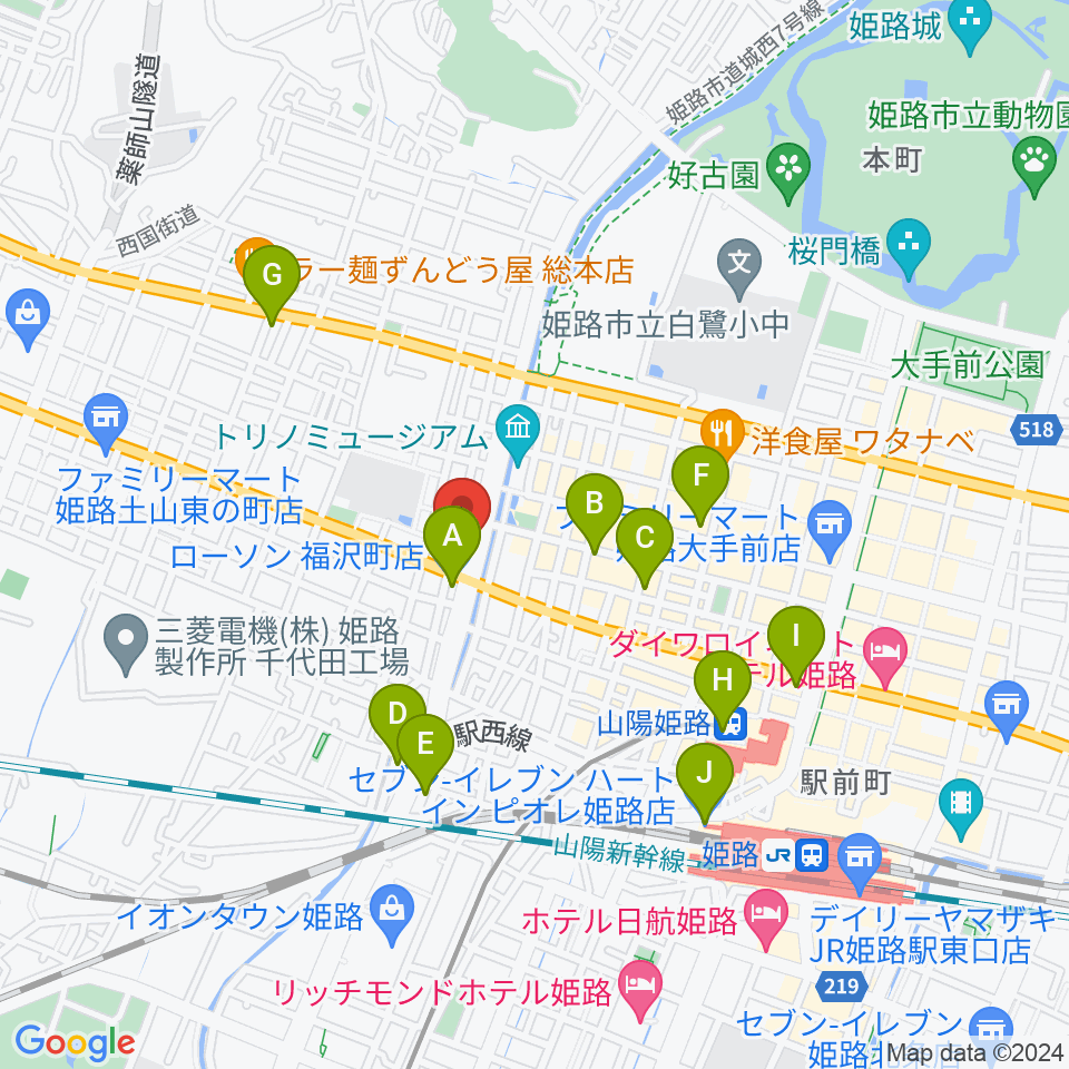 エムズサウンドギターショップ周辺のコンビニエンスストア一覧地図