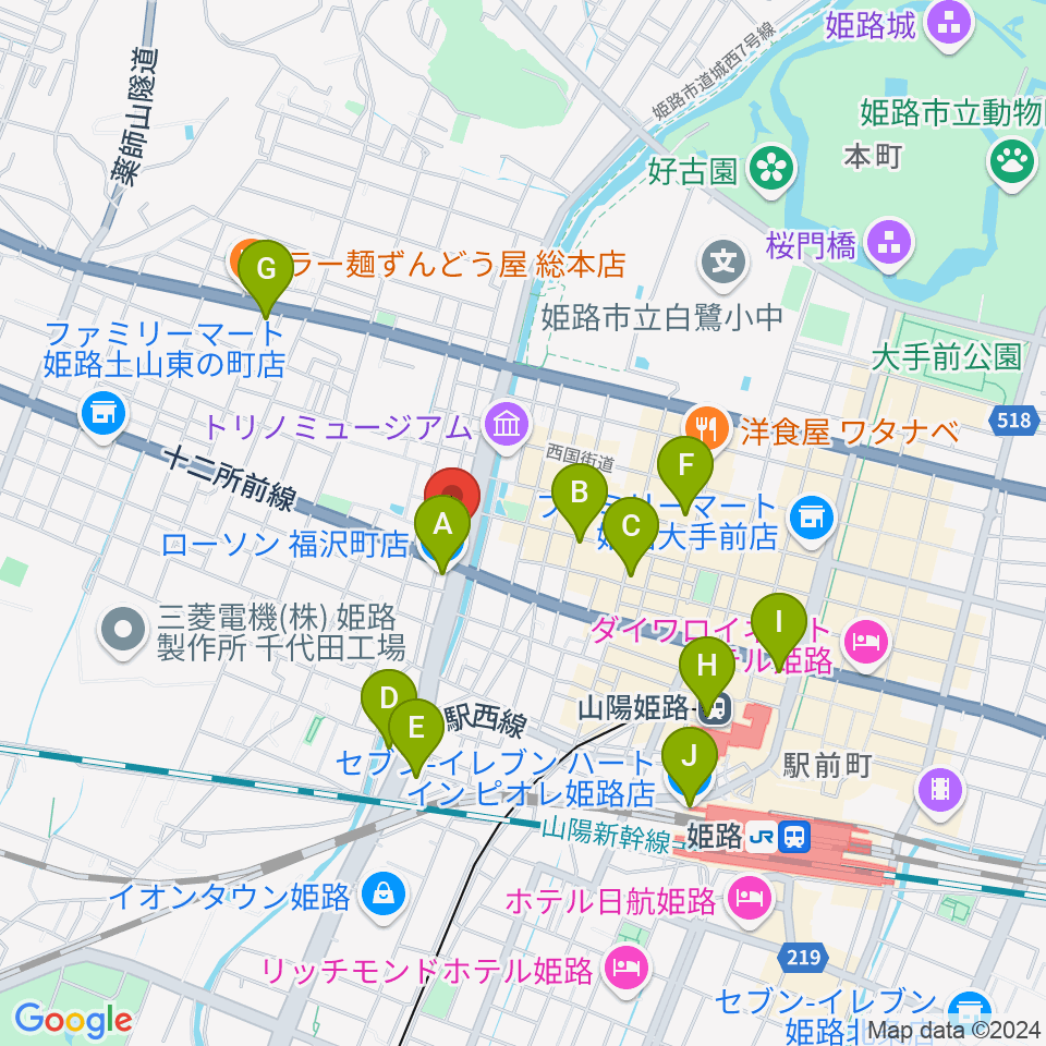 エムズサウンドギターショップ周辺のコンビニエンスストア一覧地図