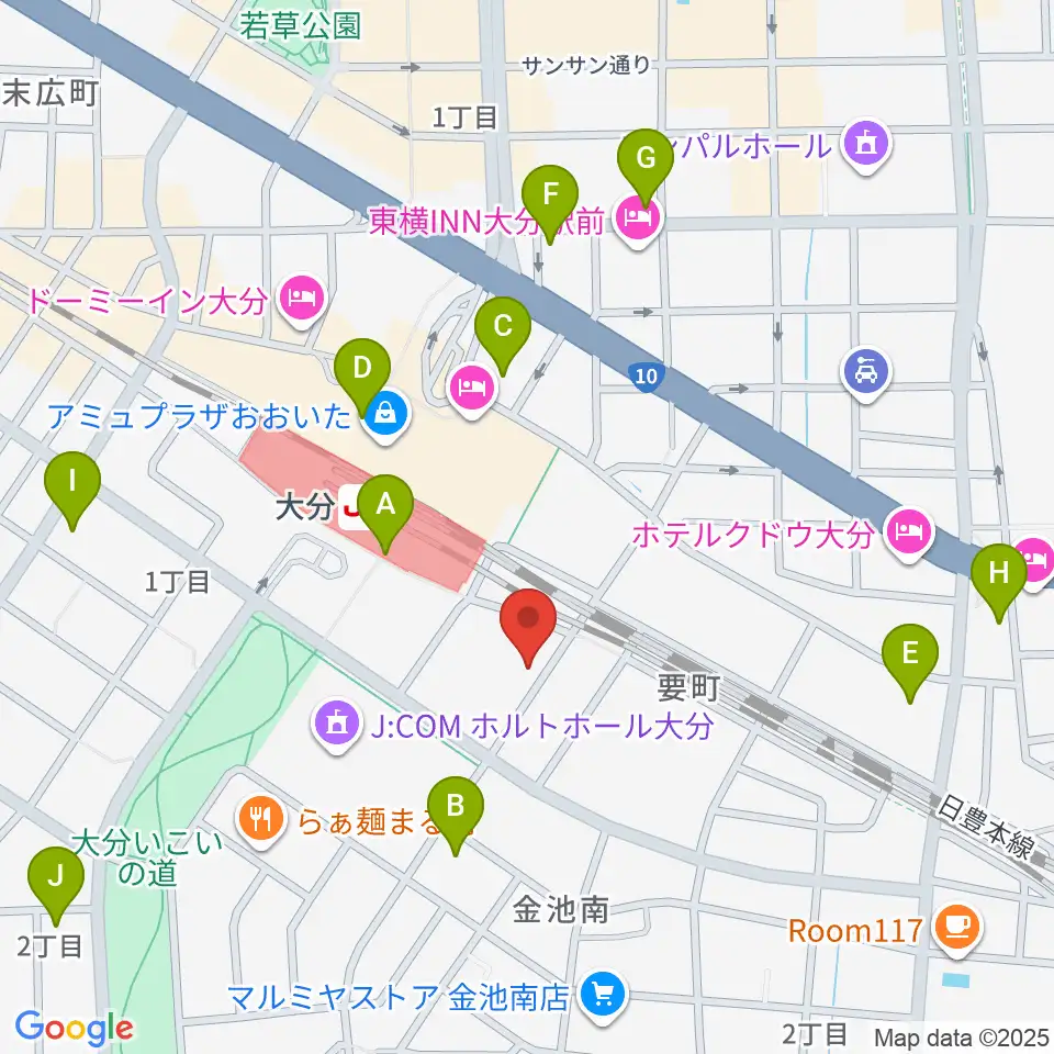 ミュージックストアナガト大分店周辺のコンビニエンスストア一覧地図