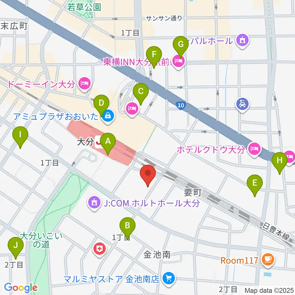 ミュージックストアナガト大分店周辺のコンビニエンスストア一覧地図