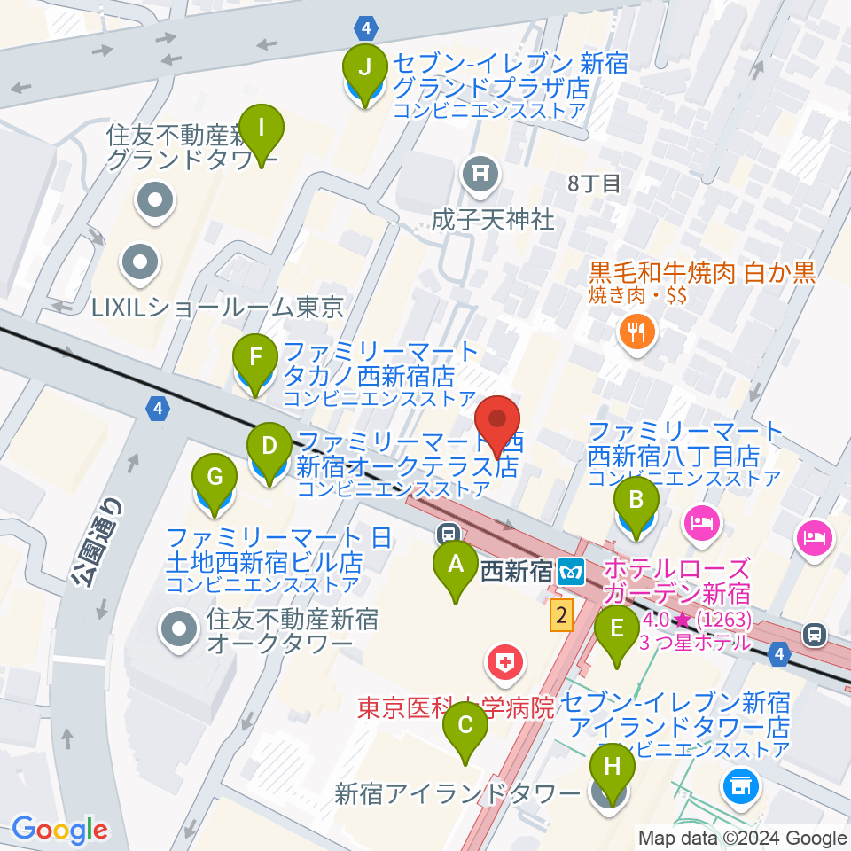 村松楽器 新宿店周辺のコンビニエンスストア一覧地図