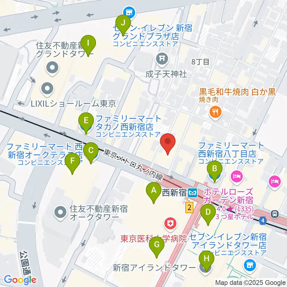 村松楽器 新宿店周辺のコンビニエンスストア一覧地図