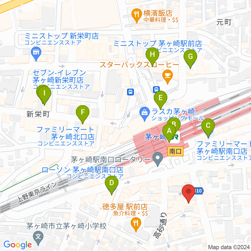 長谷川楽器本店周辺のコンビニエンスストア一覧地図