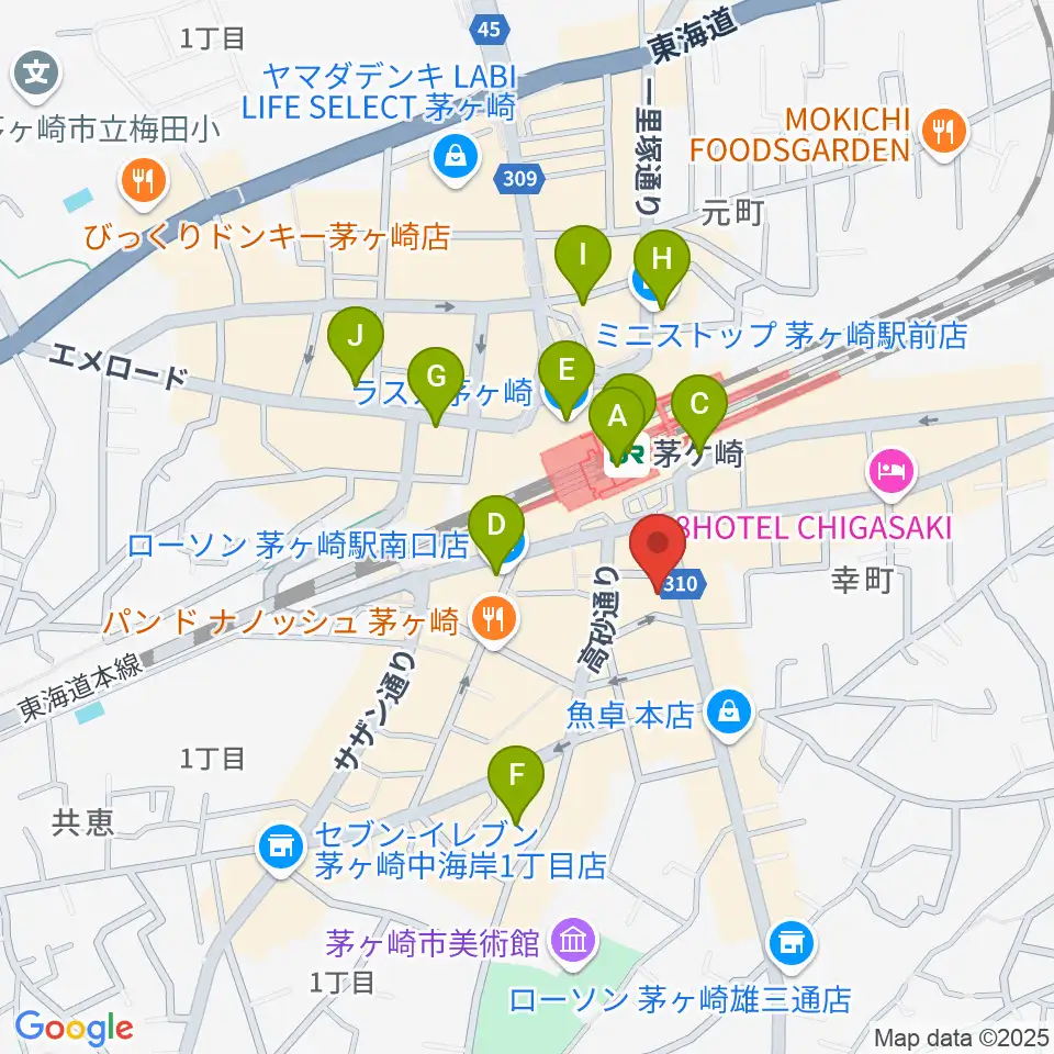長谷川楽器本店周辺のコンビニエンスストア一覧地図