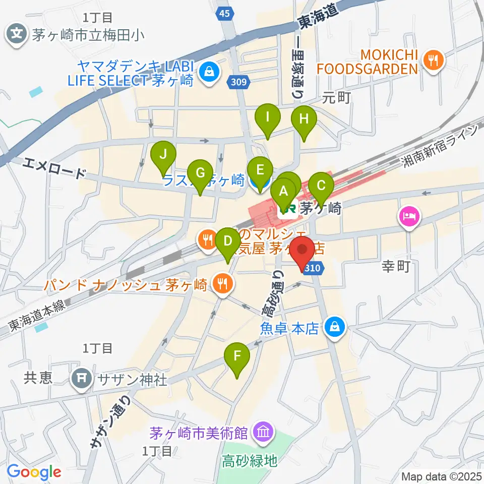 長谷川楽器本店周辺のコンビニエンスストア一覧地図