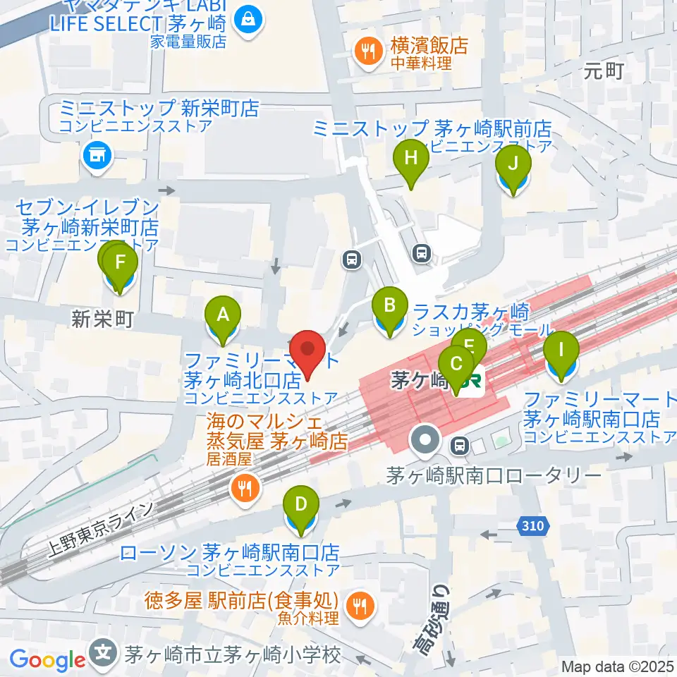 長谷川楽器北口店周辺のコンビニエンスストア一覧地図
