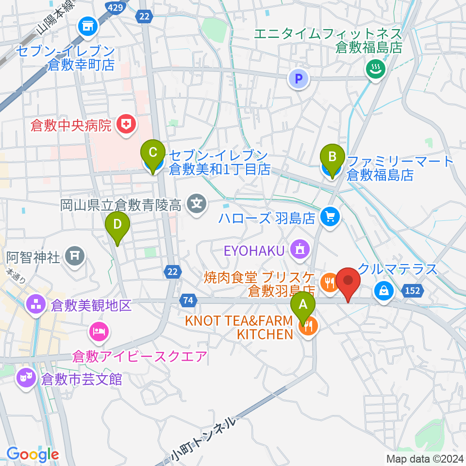 六ツ森楽器店周辺のコンビニエンスストア一覧地図