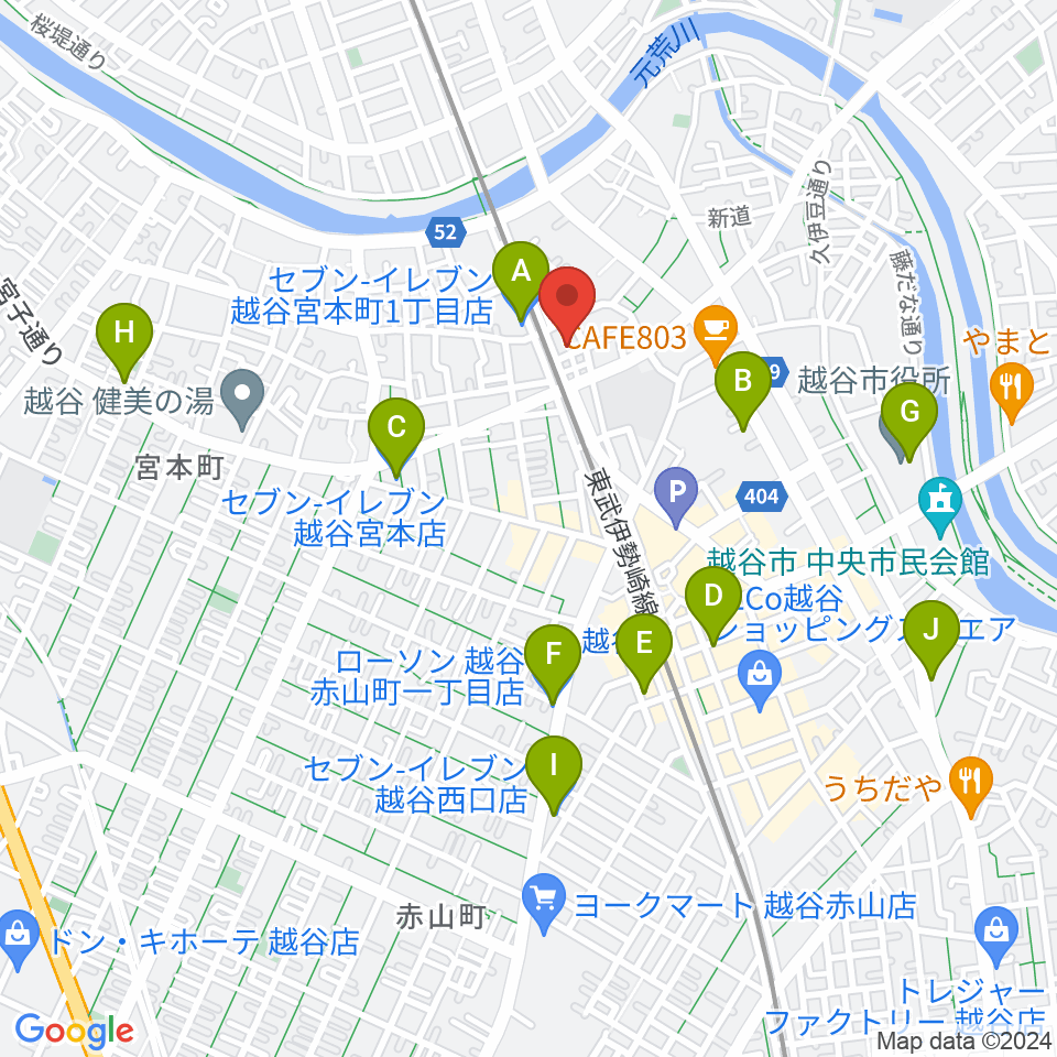 ネギシ楽器周辺のコンビニエンスストア一覧地図