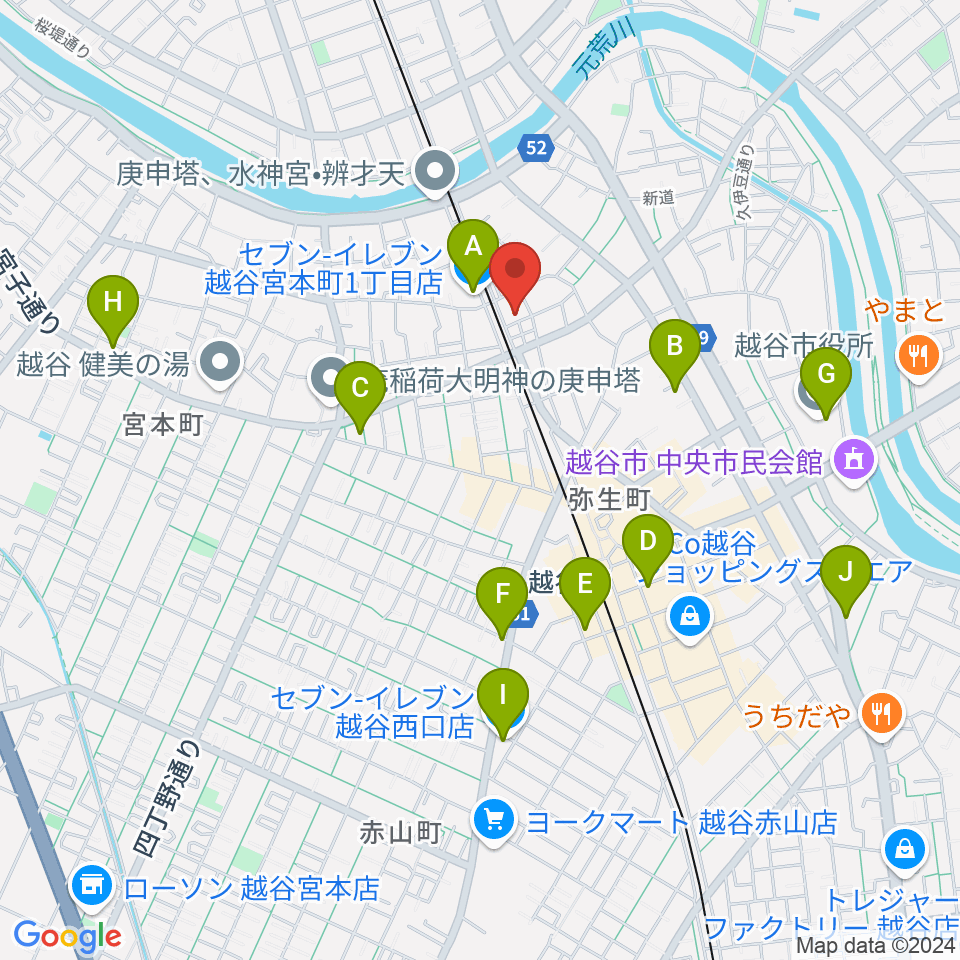 ネギシ楽器周辺のコンビニエンスストア一覧地図