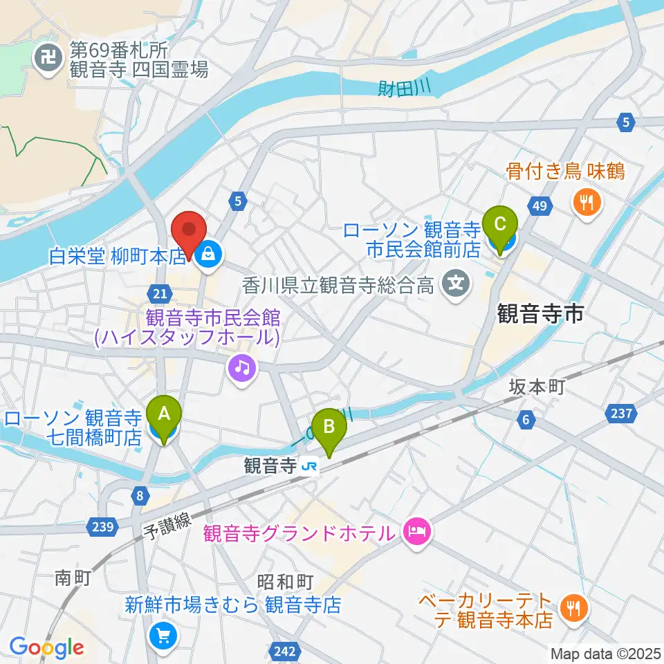 オオサカヤ 観音寺本店周辺のコンビニエンスストア一覧地図