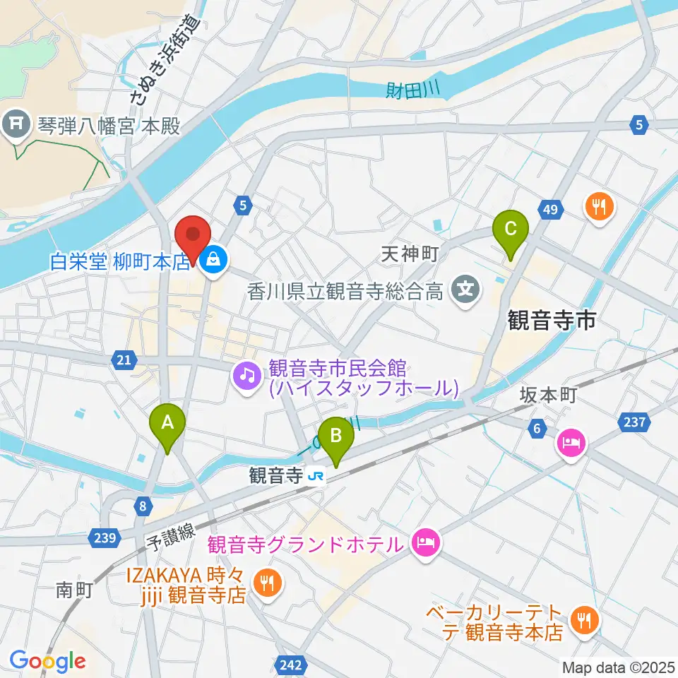 オオサカヤ 観音寺本店周辺のコンビニエンスストア一覧地図