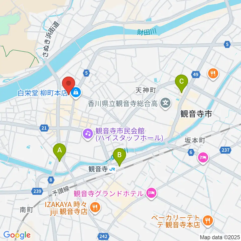 オオサカヤ 観音寺本店周辺のコンビニエンスストア一覧地図