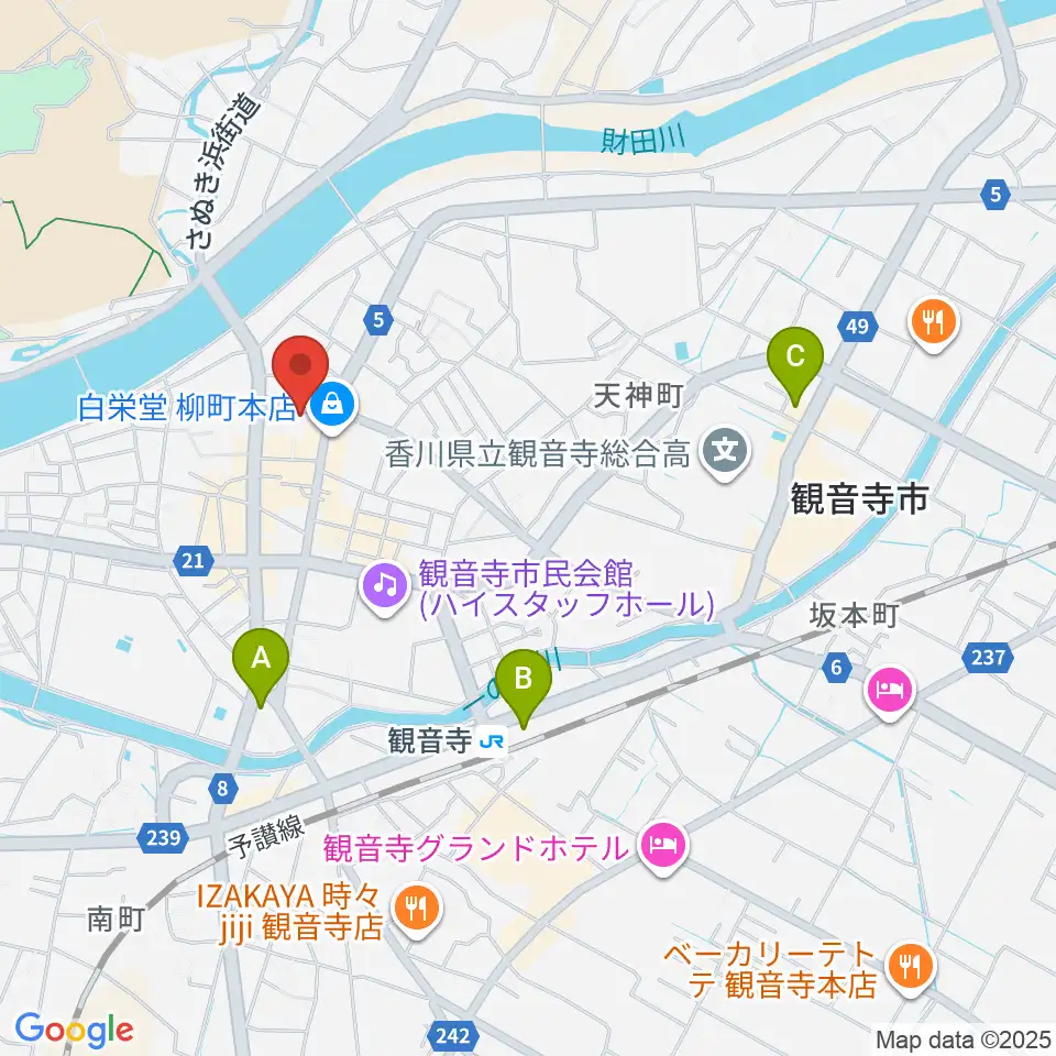 オオサカヤ 観音寺本店周辺のコンビニエンスストア一覧地図