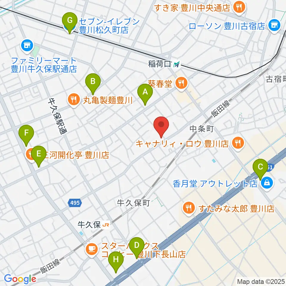 オリエント楽器 豊川店周辺のコンビニエンスストア一覧地図
