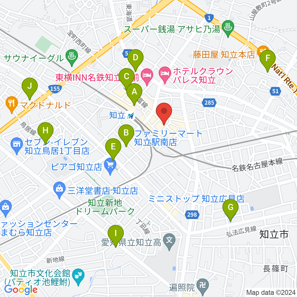 ピアノ百貨知立店周辺のコンビニエンスストア一覧地図