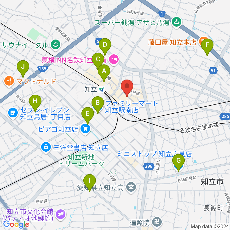 ピアノ百貨知立店周辺のコンビニエンスストア一覧地図