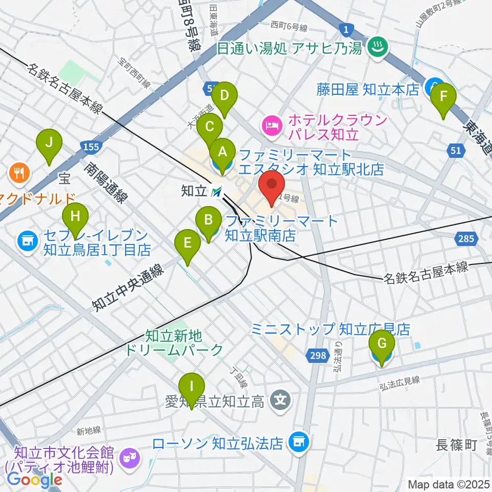 ピアノ百貨知立店周辺のコンビニエンスストア一覧地図