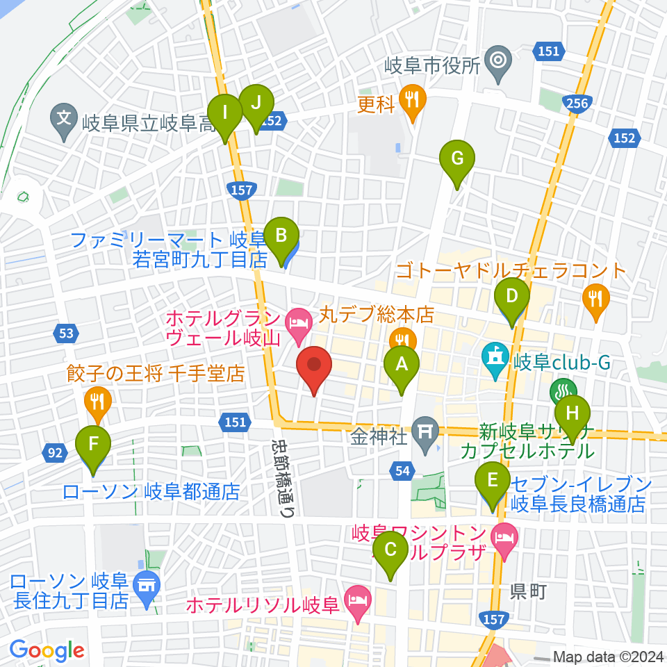 ピアノ百貨 岐阜店周辺のコンビニエンスストア一覧地図