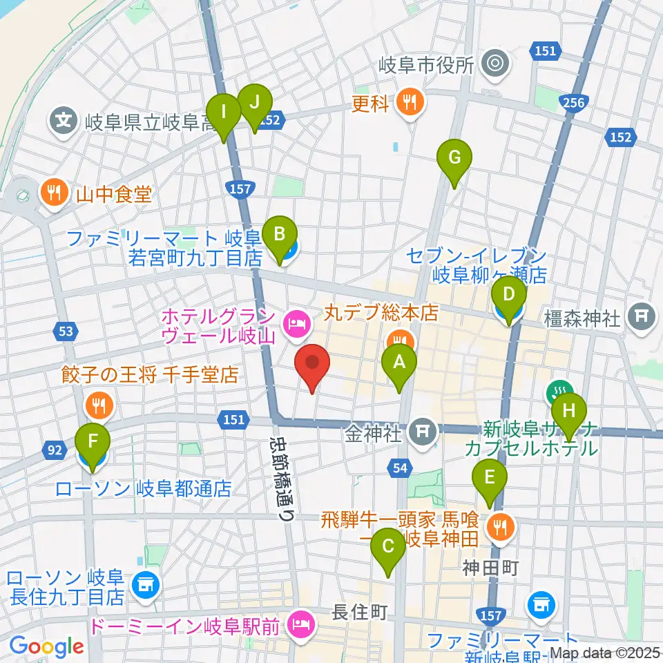 ピアノ百貨 岐阜店周辺のコンビニエンスストア一覧地図