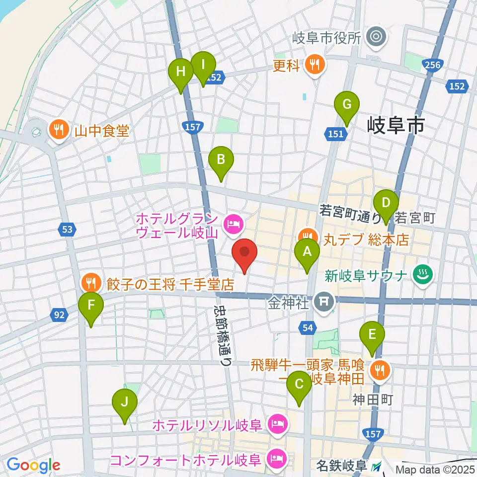 ピアノ百貨 岐阜店周辺のコンビニエンスストア一覧地図