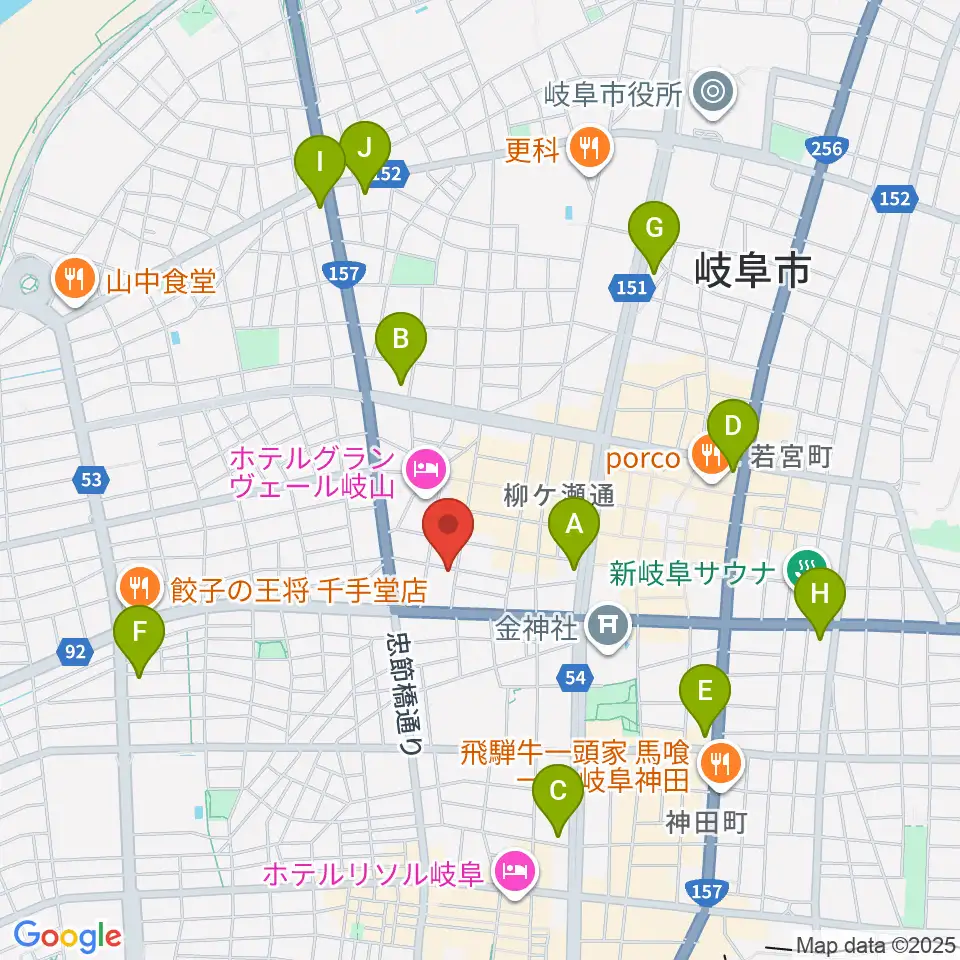 ピアノ百貨 岐阜店周辺のコンビニエンスストア一覧地図