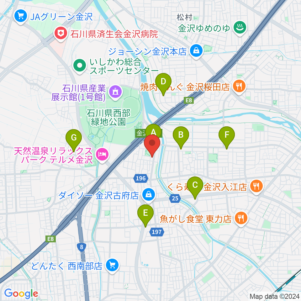 ピアノ工房カナザワ周辺のコンビニエンスストア一覧地図