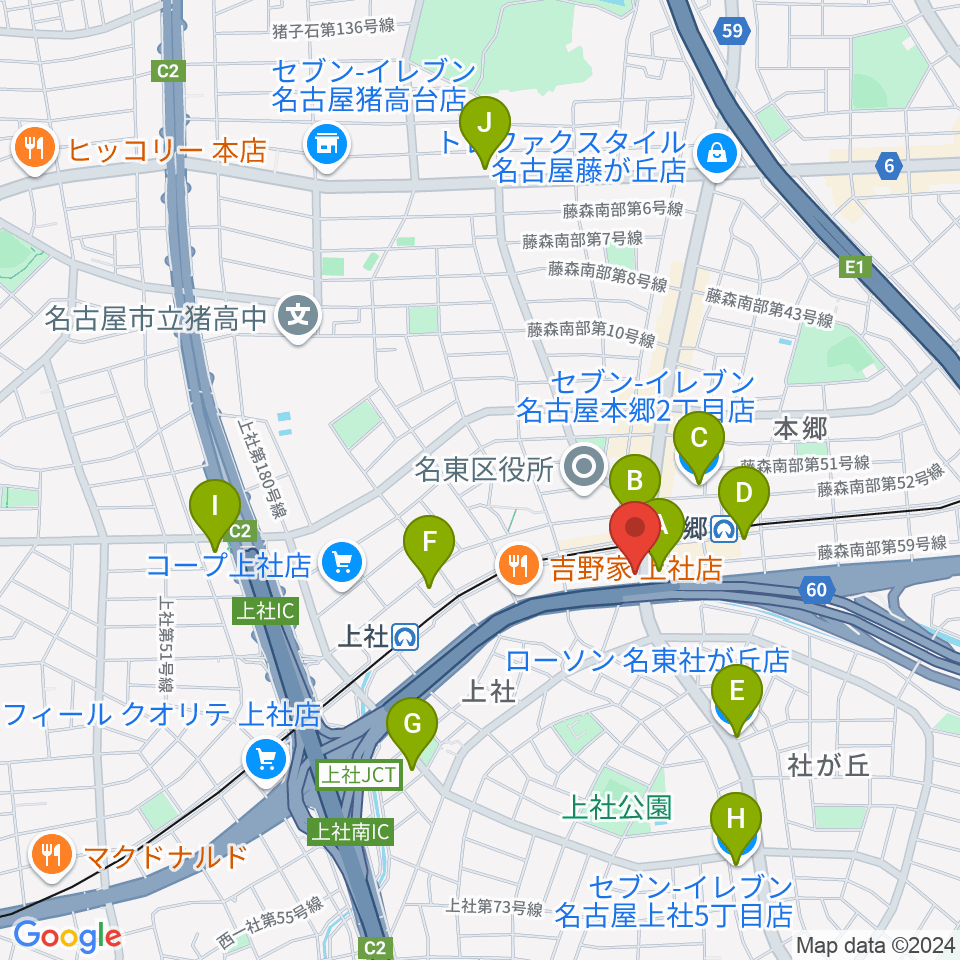 ピアノ百貨名古屋店周辺のコンビニエンスストア一覧地図