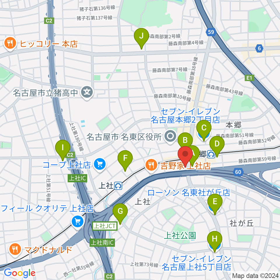 ピアノ百貨名古屋店周辺のコンビニエンスストア一覧地図