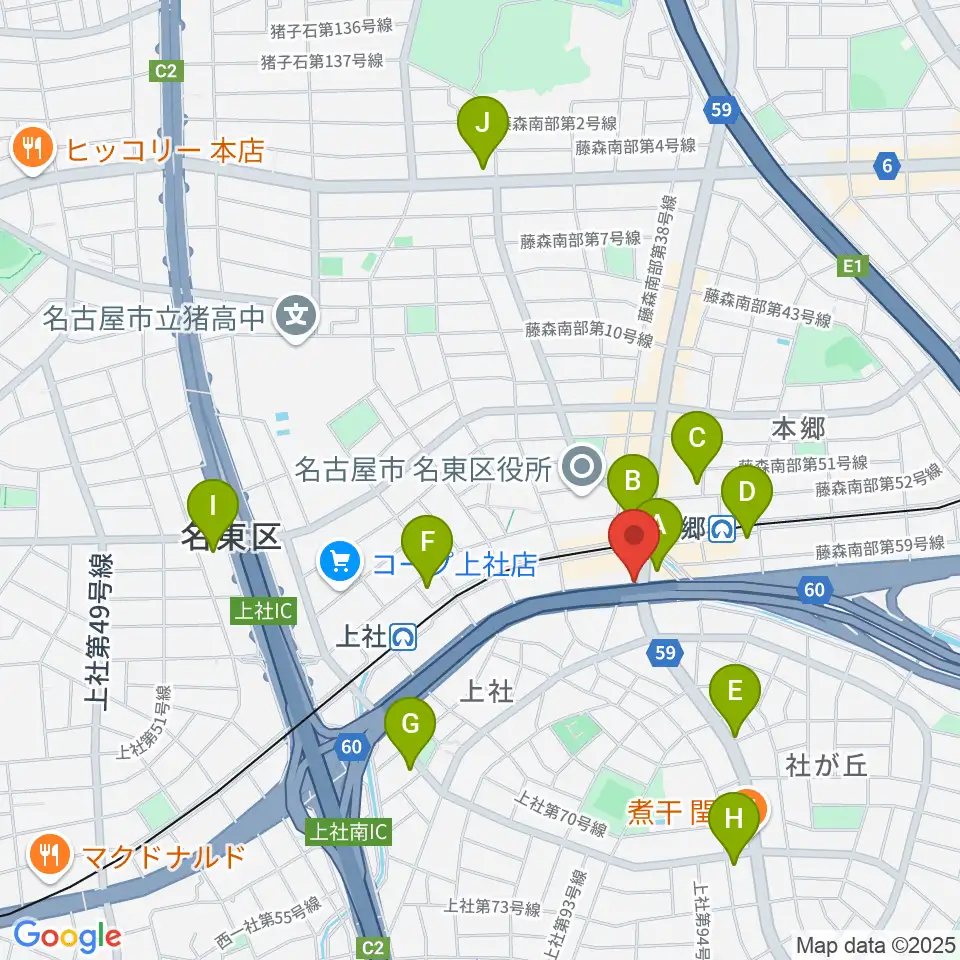 ピアノ百貨 名古屋店周辺のコンビニエンスストア一覧地図