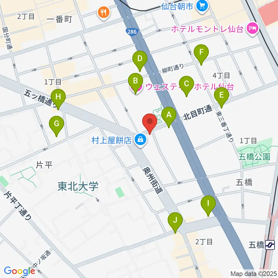 ピアノテック仙台周辺のコンビニエンスストア一覧地図