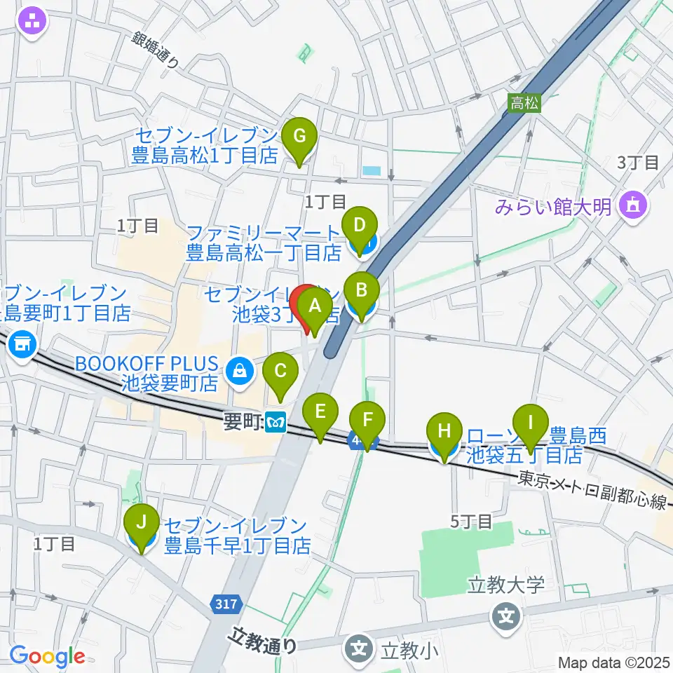 プラサギターラ周辺のコンビニエンスストア一覧地図