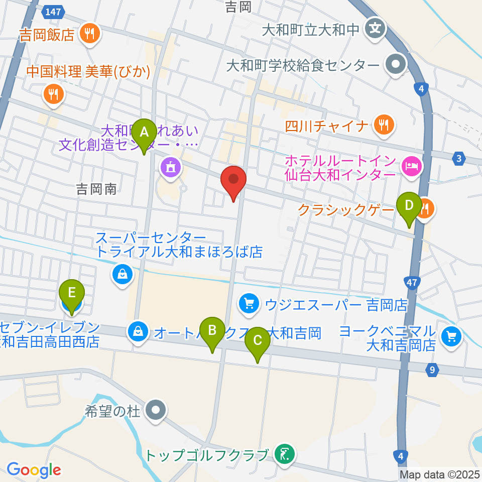 仙台ピアノ工房周辺のコンビニエンスストア一覧地図